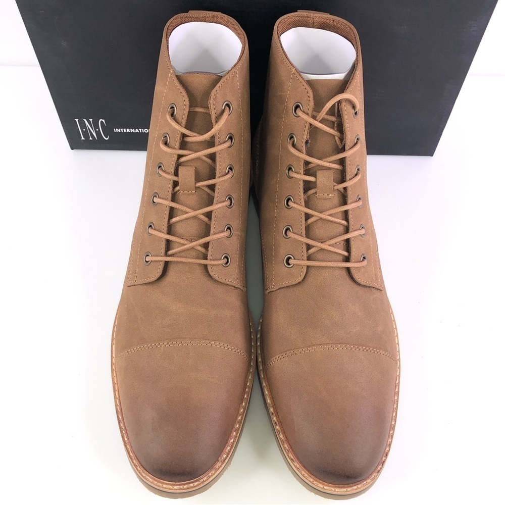 INC International Concepts Men's Tristan Faux Suede Lace Up Boots Tan 11.5M New - Picture 5 of 8
